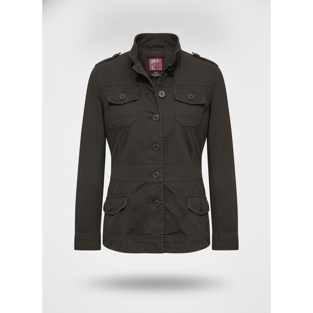 Torrid Denim Black Utility Military Jacket Women Size 1 Cotton Blend Stretch
